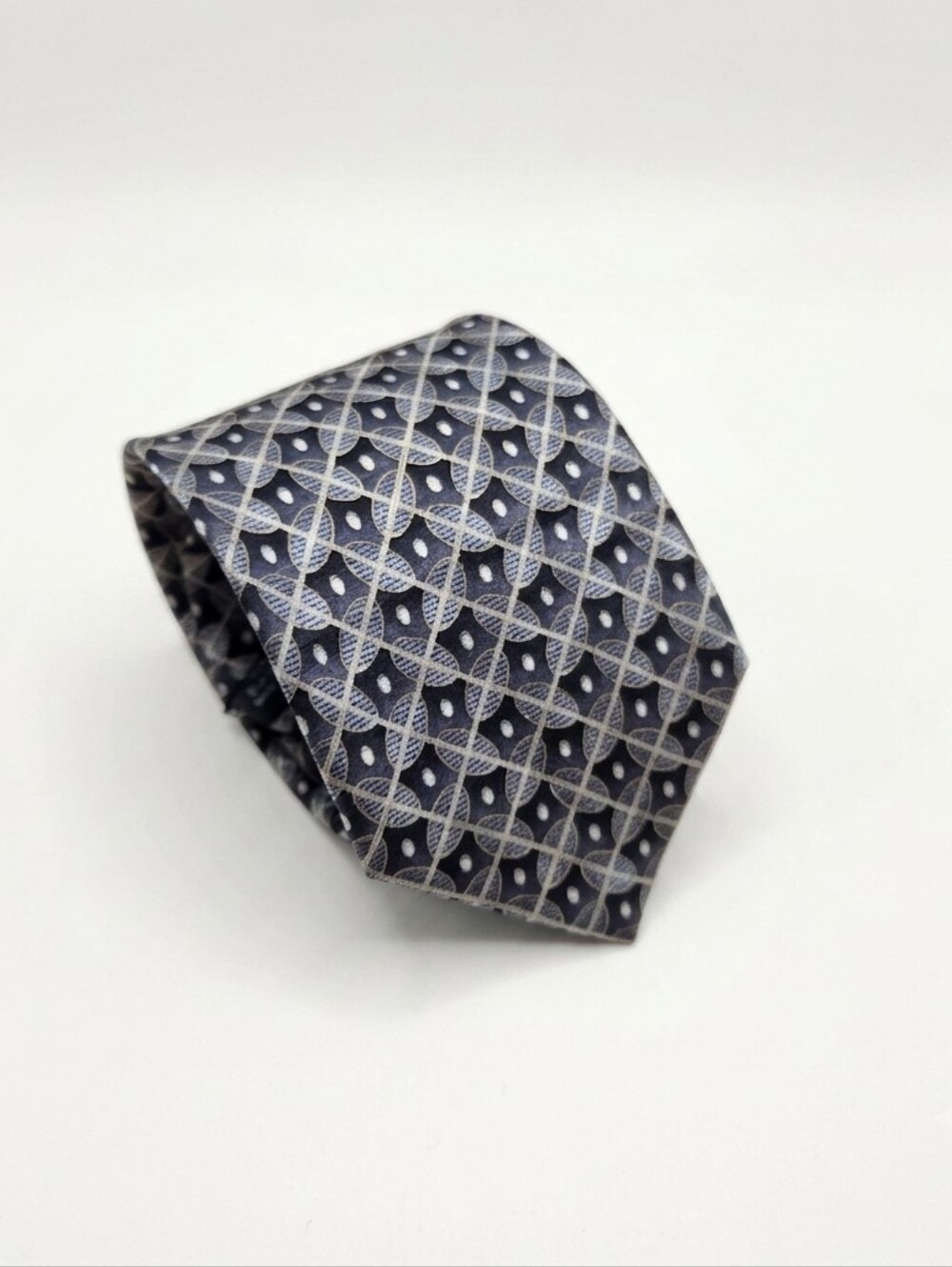 Alexander Lloyd Mens Tie Silk 63in Long Dezigner Luxury Navy Gold Office